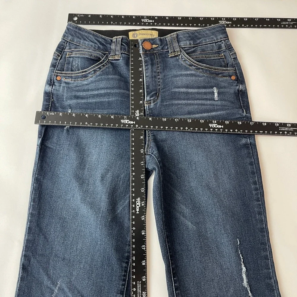 Democracy Jeans Womens 6 Blue Bootcut Ab Technology Raw Hem Crop Flare Boho